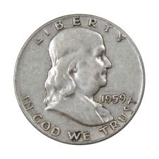 1959 D Franklin Silver Half Dollar VG 90% Silver 50c Very Good