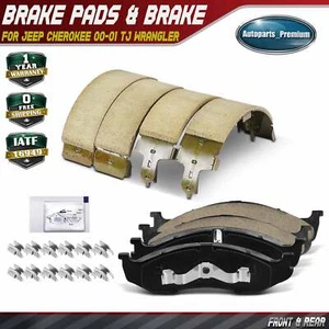 Front Ceramic Brake Pads & Rear Brake Shoes for Jeep Cherokee 00-01 TJ Wrangler - Picture 1 of 9