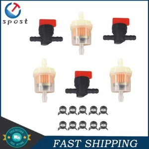 Abrazadera de válvula de corte de filtro de combustible en línea 3 kit de piezas de cortacésped de 1/4 - Imagen 1 de 5