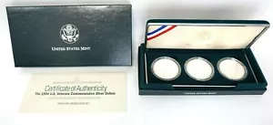 1994 US Veterans Commemorative Silver Dollar Three Coin Set United States OGP - Bild 1 von 4