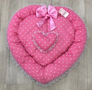 Kojima Dog Puppy Cat Kitten Bed Kennel House Mat Sleeping Bag Sofa Pink Heart - Picture 1 of 12