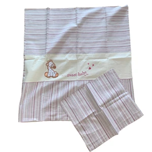 70 x 75cm Babybettwäsche Kinderwagen Babywiege neutral gestreift - Bild 1 von 2