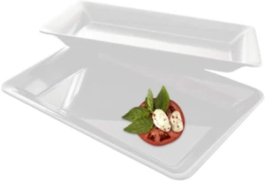White Plastic 5 Pack Serving Trays 10" x 14" Rectangular Platters Elegant - Picture 1 of 11