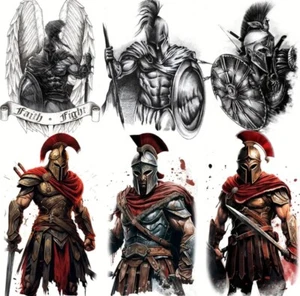 Roman / Greek Fake Temporary Tattoo Large Arm Sticker Waterproof Black Color - Picture 1 of 8