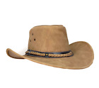 Lederhut Western Cowboy Reiten Leder Hut Band Sonnenschutz Unisex Braun 