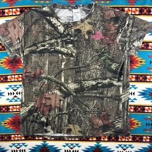 T-shirt mimetica Mossy Oak Break-Up rosa logo caccia outdoor 2XL - Foto 1 di 7