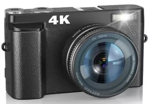 4K Digital Camera, 48 MP, Autofocus, 16X Zoom, Flip Screen, Vlogging, YouTube - Picture 1 of 4