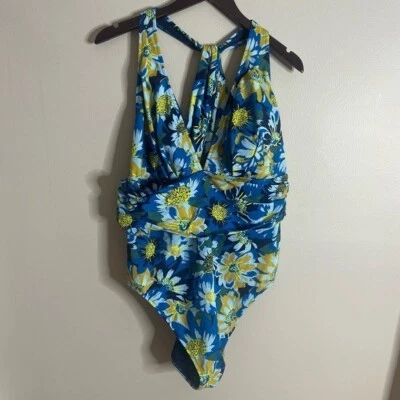 Traje de baño Adore Me talla Plus 3X azul floral Monroe de una pieza SIB Foto 1 de 4