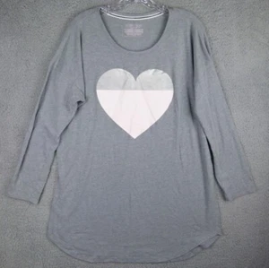 Victoria's Secret Womens Size Medium Gray 3/4 Sleeve Sleepwear Shirt w/ Heart - Picture 1 of 4