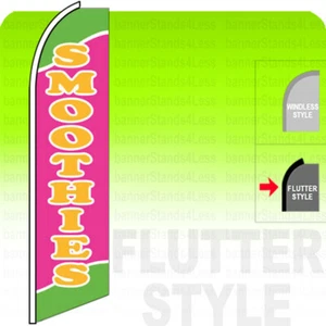 SMOOTHIES Swooper Flag Feather Banner Sign 11.5' Tall pb - Flutter Style  - Picture 1 of 1
