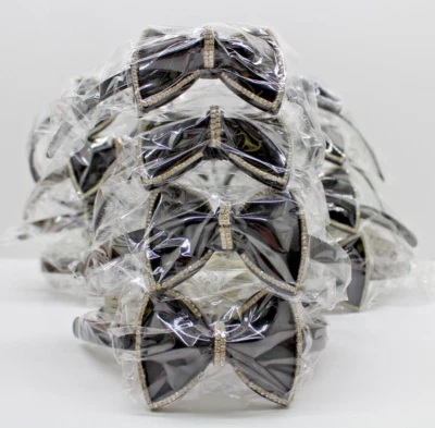 Headband Black Rhinestone Bow Non-slip Hairbands Lot of 12 Dance Wedding B-Day - Image 1 of 4