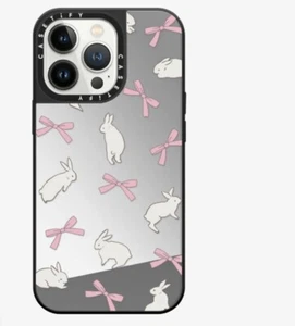 Casetify Coque Téléphone Portable - Iphone 13 Pro, Miroir Argent sur Noir, Ruban Lapin - Photo 1 sur 1