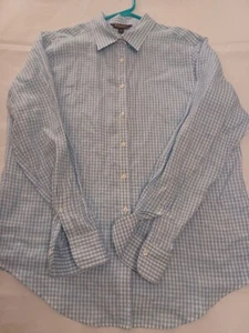 Brooks Brothers Shirt Womens 14 100% Irish Linen Purple Green Long Sleeve - Picture 1 of 5