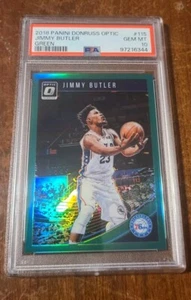 Jimmy Butler /5 Pop 1 PSA 10 Gem MT 2018-19 Donruss Optic Green Prizm Heat 76ers - Bild 1 von 3