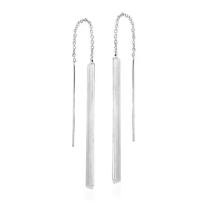 Pendientes deslizables de barra triangular geométrica de plata de ley - Imagen 1 de 7