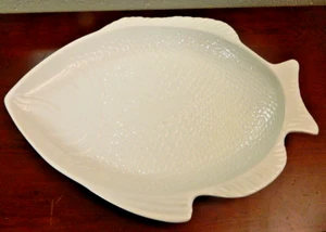 Vintage Large White Pottery 16" Fish Platter Sonoma? - Excellent! - Picture 1 of 5