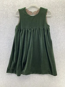 Unbranded Girl's Dress Vintage A Line Green Velvet Sleeveless Size 6 - Picture 1 of 9
