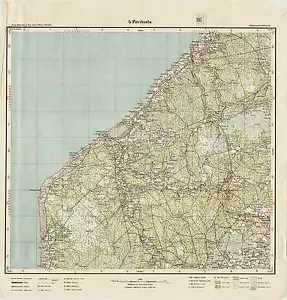 1930 Carta topografica vintage esercito PĀVILOSTA (Lettonia), scala 1:75 000 - Foto 1 di 4