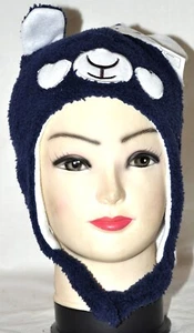 Minky Accessories Soft Fleece Lined Navy Blue Animal Kids Hat - Picture 1 of 2