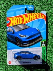 2021 Hot Wheels Case A Tesla Model Y HW Green Speed 3/10 Toy Car Resealed New - Picture 1 of 3