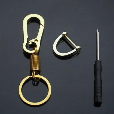 Men & Women Gold Keychain Carabiner Clip On Bag Belt Ring Car Key Fob Holder - Image 1 of 4