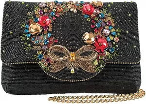 MARY FRANCES | TRADITIONS HANDTASCHE ✪NEU✪ DESIGNER TASCHE BLUMENSCHWARZ GOLD XBODY - Bild 1 von 11