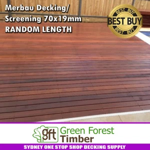 70 x 19mm Merbau Decking, Random Length Screening Std & Btr Grade - Picture 1 of 2