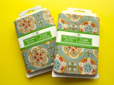 1 yard x 44" Quilting Fabric NOS Spice Medallion (x2) Wild Apple David Textiles - Image 1 of 4