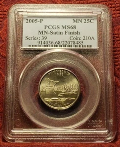 2005-D Minnesota State Quarter Satin Finish PCGS MS68 - Picture 1 of 4