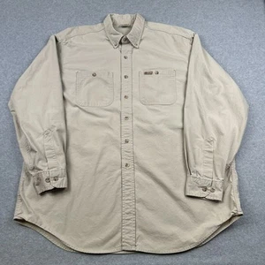 Camisa Carhartt Para Hombres XL Bronceada Abotonada Manga Larga Ropa de Trabajo Hecha en EE. UU. Algodón Mancha - Imagen 1 de 12