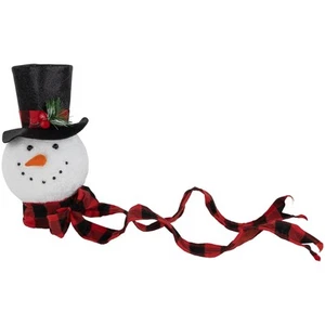 Northlight 12" Plush Snowman in Top Hat Christmas Tree Topper - Picture 1 of 6