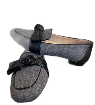 Alex Marie Aldelyn 无烟煤毛毡懒人皮革乐福鞋深灰色女式 10W — 第 1/4 张图片