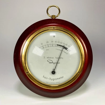 HIGRÓMETRO DE CABELLO colgante de pared INGRAHAM medidor de instrumento de humedad vintage funcionando Foto 1 de 3