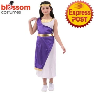 CK3447 Purple Roman Queen Toga Medieval Greek Girls Dress Up Book Week Costume - Picture 1 of 5