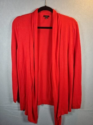 Cárdigan TALBOTS Frente Abierto Ligero Tejido de Lino en ROJO Talla Med petite Foto 1 de 4