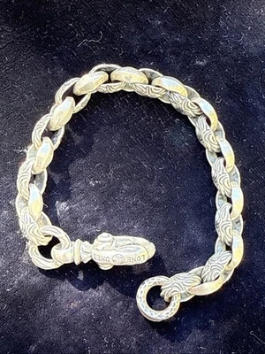 Leonard Kamhout Rare Sterling Silver LONE ONES Heavy Link Bracelet 8.5” - Image 1 of 4