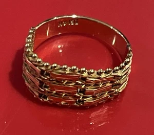 C. 1980 14K YELLOW GOLD VINTAGE FLEXIBLE BEADED WEAVE RING SIZE 8 ESTATE - Picture 1 of 4