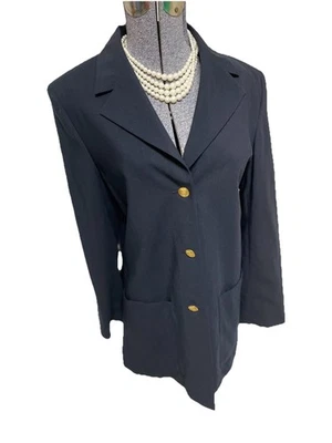 Blazer Escada Talla 38 O 12 Hecho en Italia Ligero 100% Lana Chaqueta Azul Marino Foto 1 de 4