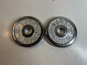 2 York Langhantel 2 1/2 Pfund Hantelscheiben Standard 1" Loch 5 Pfund Gesamt Silber - Bild 1 von 7