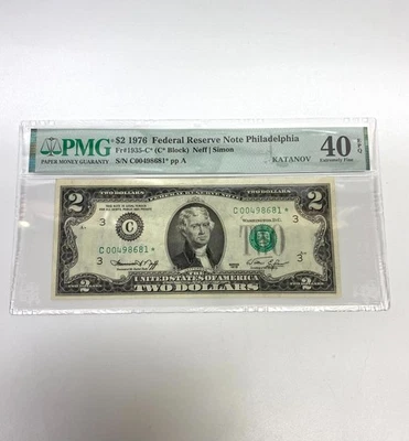 Fr 1935-C* (C* Block) $2 1976 FRN Philadelphia PMG 40 EPQ Star Note - Image 1 of 2