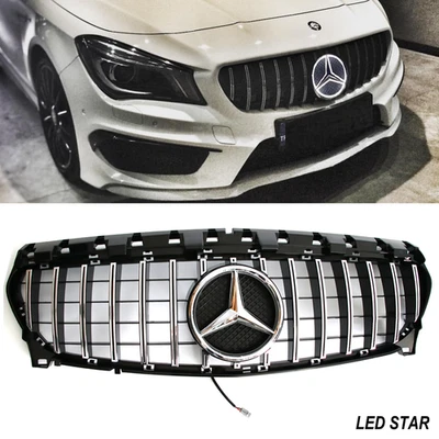 Grille W/LED Emblem For 2013-2019 Mercedes Benz W117 CLA200 CLA250 Chrome Grill Foto 1 de 4