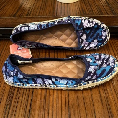 Reef Sunsoaked Size 9 Bella Costa Blue Batik Slip On Cushioned Espadrilla Flats - Image 1 of 4