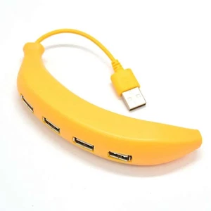 Banana USB Hub 4-Port USB 2.0 Adapter for Laptop PC - Mini Splitter Cable - Afbeelding 1 van 5