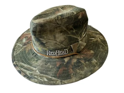 Red Head - Adult Medium Green Woodland Camo Hunting Safari Stringed Bucket Hat - Image 1 of 4