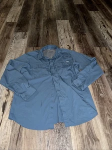 COLUMBIA PFG FISHING SHIRT Large OMNI FREEZE ZERO LS BLUE - Picture 1 of 3