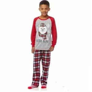 Buffalo Plaid Pajamas Boys LITTLE BEAR PJs Sz S 6/7 Sleepwear Flame Resistant - Picture 1 of 4