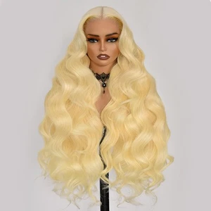 32 Inch 613 13x6 Lace Front Wig Human Hair 200% Density Body Wave Blonde Wig ... - Picture 1 of 5