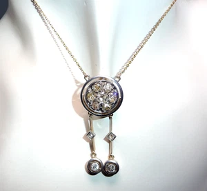 Collier 585 or jaune platine 1.90ct diamants chaîne lavalière 53cm art déco - Photo 1/10