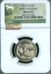2017 S EFFIGY MOUNDS QUARTER NGC MS67 PL FINEST GRADE MAC SPOTLESS RARE * - Picture 1 of 2