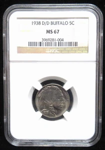NGC MS67 1938 D/D Buffalo Nickel     RX31 - Picture 1 of 4